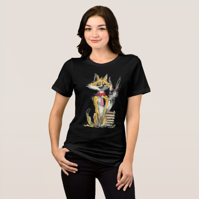 Camiseta casual feminina com desenho de desenho an (Frente Completa)