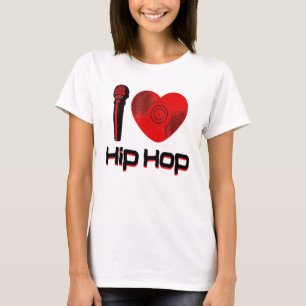 Camiseta Casual I Love Hip Hop Music Rap Fan Break Dj