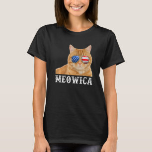 Camiseta Cat 4 de julho Kitten Merica USA Flag Americano