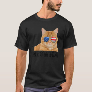 Camiseta Cat 4 de julho Kitten USA Flag