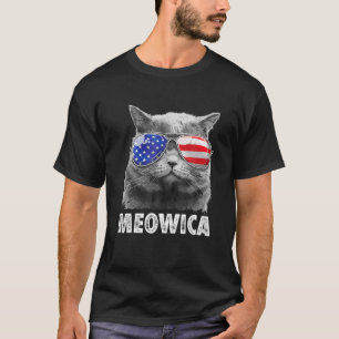 Camiseta Cat 4 De Julho Meowica Merica Men USA American Fl