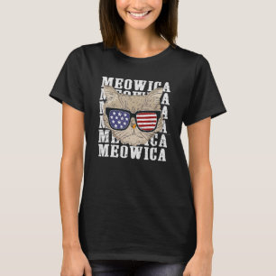 Camiseta Cat 4 De Julho Meowica Merica Men Usa American Fl