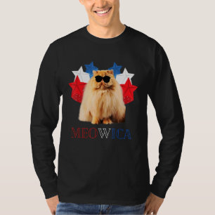 Camiseta Cat 4 De Julho Meowica Merica Men Usa American Fl