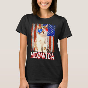 Camiseta Cat 4 De Julho Meowica Merica Usa American Flag M