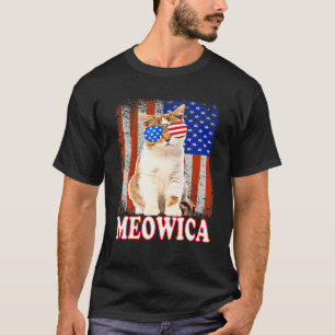 Camiseta Cat 4 De Julho Meowica Merica USA Flag M