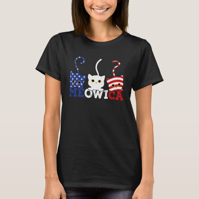Camiseta Cat 4th of July  Meowica Merica Men USA American F (Frente)