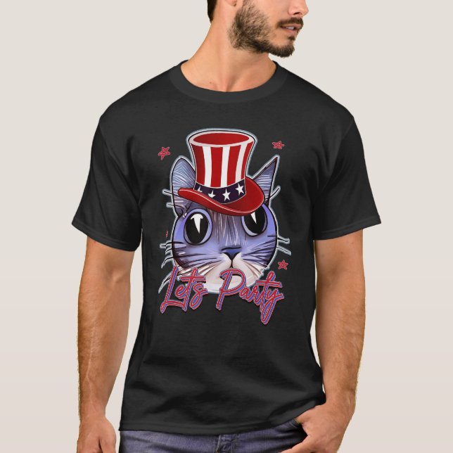 Camiseta Cat 4th of July Patriotic (Frente)