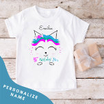 Camiseta Cat 5th Birthday Girls Tshirt (Pink blue)<br><div class="desc">Adorable and stylish design ready for a very special birthday girl. Easily update their name to personalize.  Be sure to check out the rest of my collection for many other adorable options.</div>