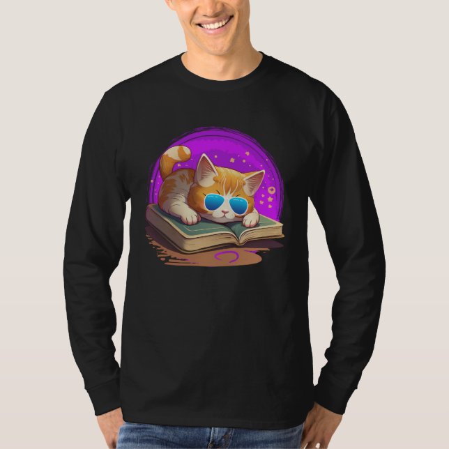 Camiseta Cat  and Bookworm Book  Books and Cat fans (Frente)