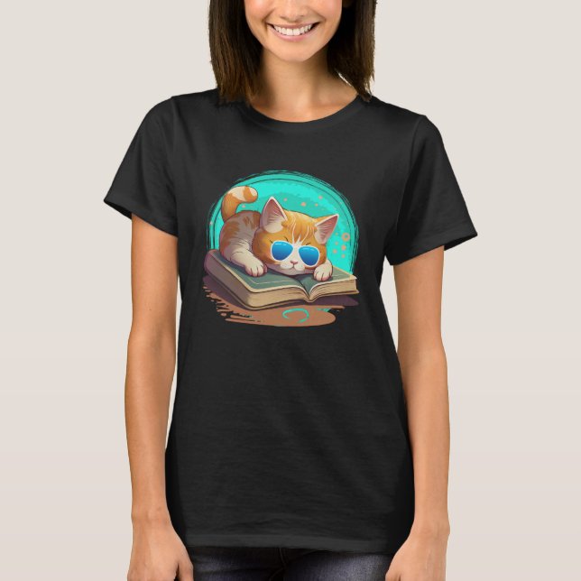 Camiseta Cat  and Bookworm Book  Books and Cat fans  1 (Frente)