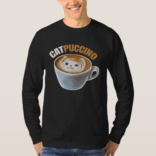 Camiseta Cat And Cappucino Makes Catpuccino In A Cup On Pur (Frente)