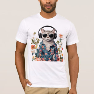 Camiseta Cat and flowers