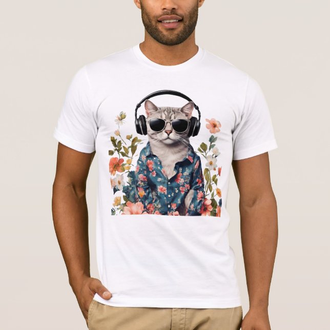 Camiseta Cat and flowers (Frente)