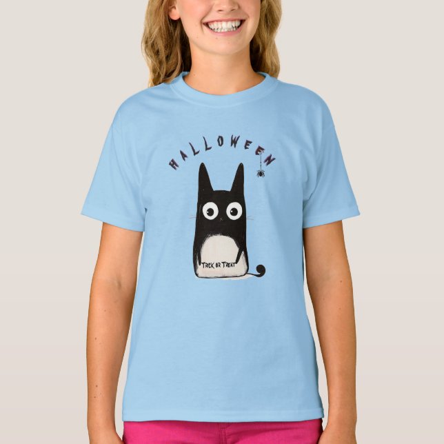 Camiseta Cat and Halloween, personalized (Frente)