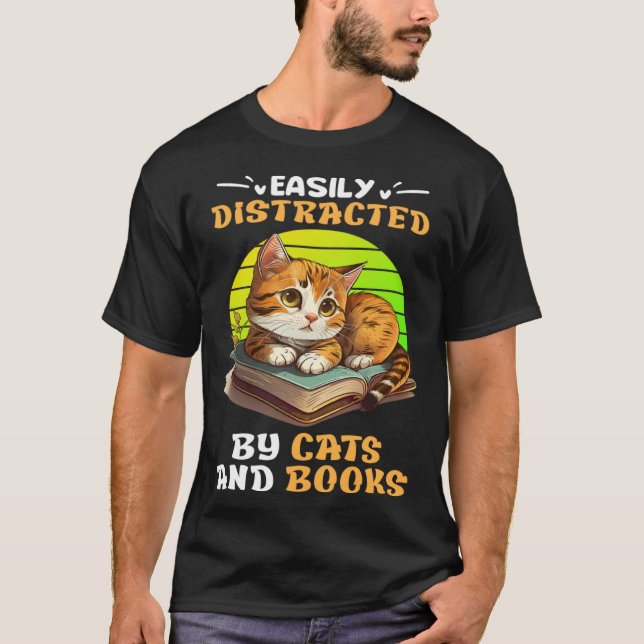 Camiseta Cat  and Reading Cat Fans Books booknerd Book (Frente)
