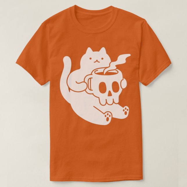 Camiseta Cat and Skull Mug (Frente do Design)