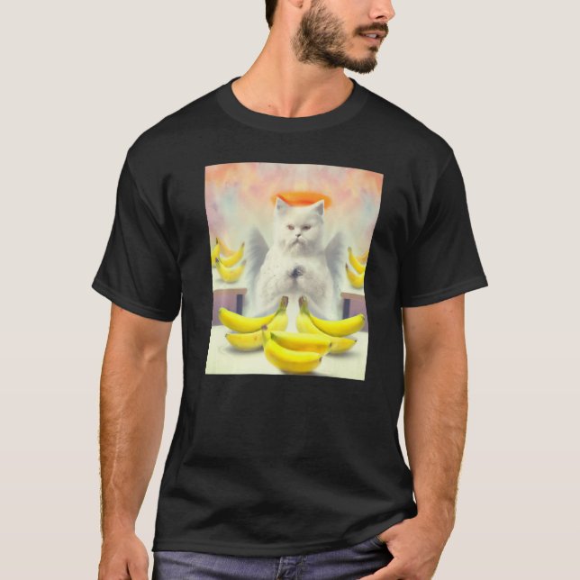 Camiseta Cat angel artwork meow kitty portrait cute banana  (Frente)
