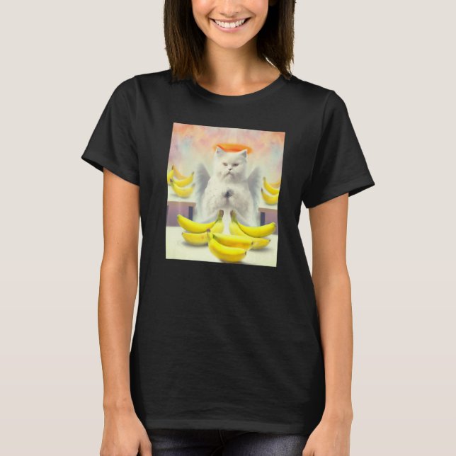 Camiseta Cat angel artwork meow kitty portrait cute banana  (Frente)