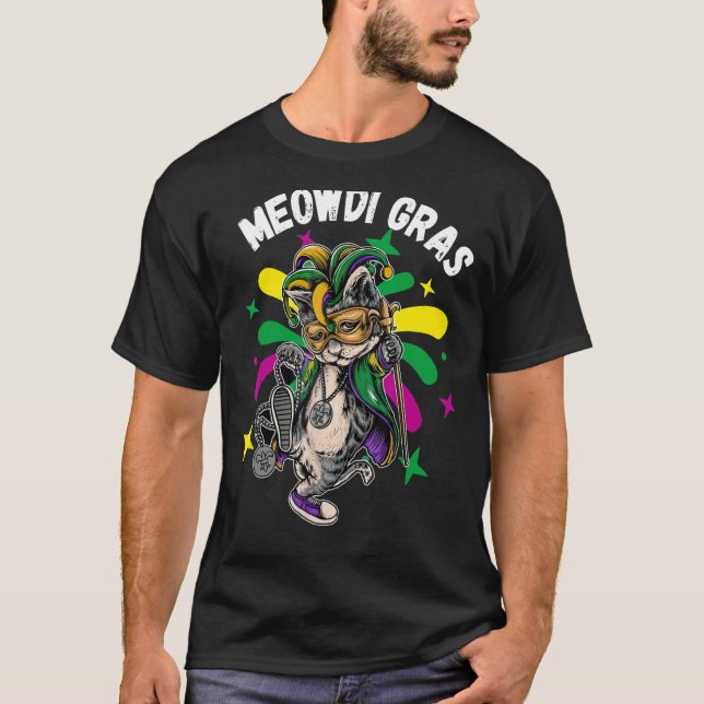 Camiseta Cat Animal Cute Mardi Gras Carnaval Jester (Frente)