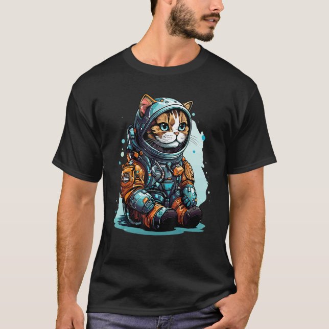 Camiseta Cat Astronaut Helmet Space Explorer Astronauts Cat (Frente)