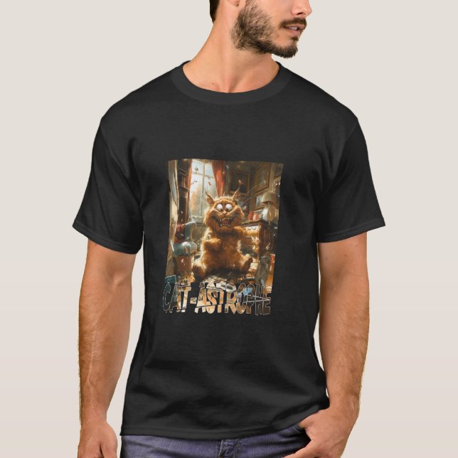 Camiseta Cat-Astrophe - gráfico engraçado de gato com troca (Frente)