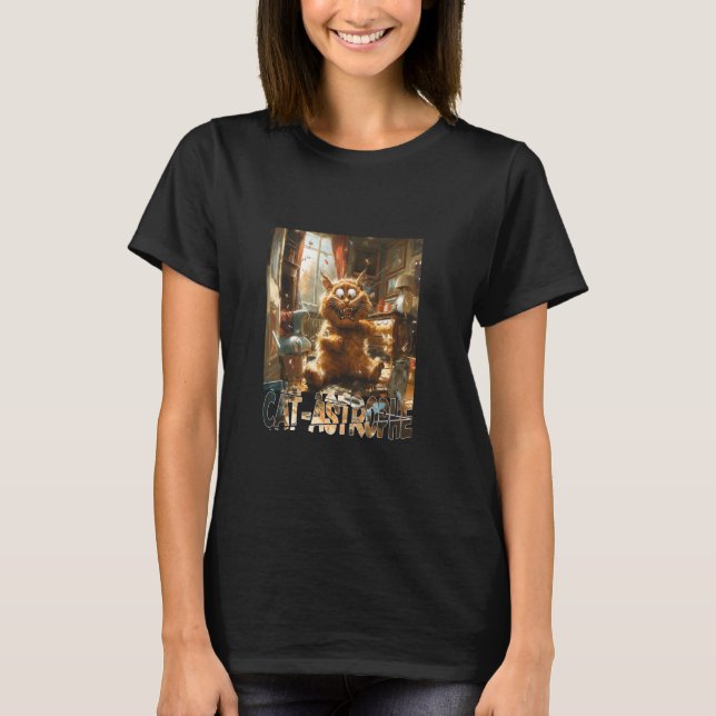 Camiseta Cat-Astrophe - gráfico engraçado de gato com troca (Frente)