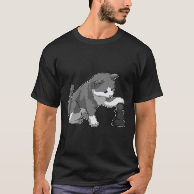 Camiseta Cat at Chess with Chess piece Bishop (Frente)
