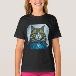 Camiseta Cat Ate The Canary Feather | Colorful Portrait Art