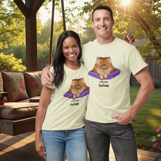 Camiseta Cat Attitude Engraçada (Criador carregado)