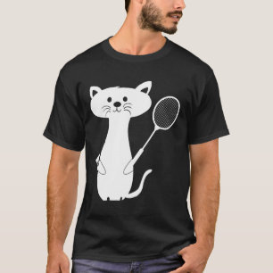 Camiseta Cat Badminton Shuttle Para Mulheres Homens Criança