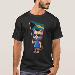 Camiseta Cat Bahamas Flag Retro Tropical Beach Vacit