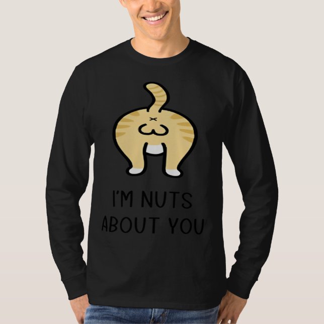 Camiseta Cat Ball I m Nut About You Happy Valentine Anniver (Frente)