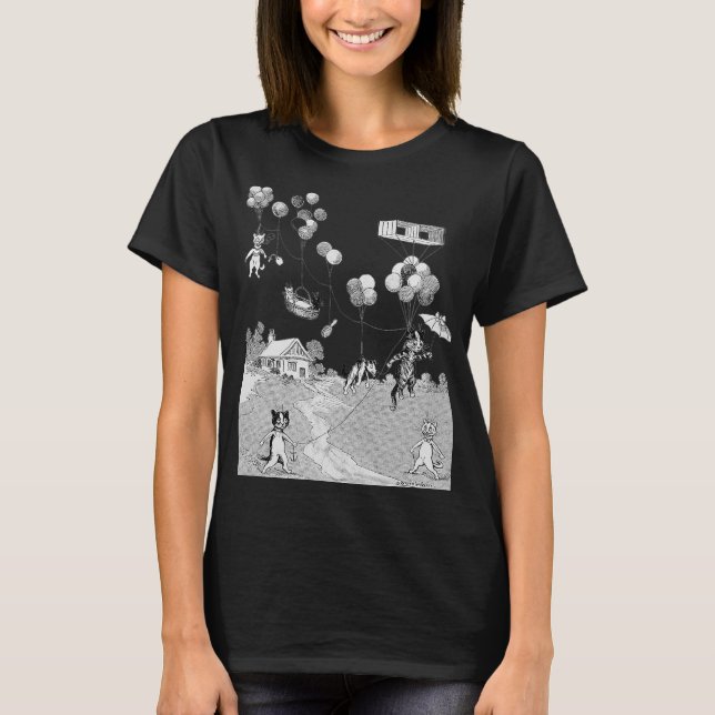 Camiseta Cat Balloon Trip, Louis Wain (Frente)