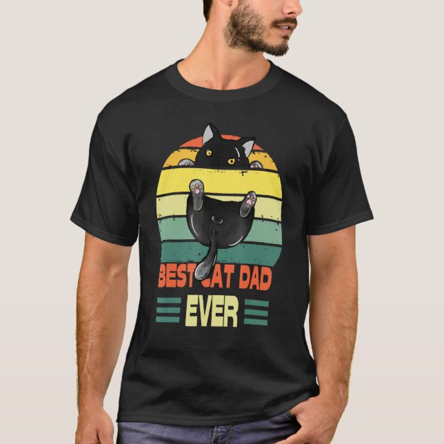 Camiseta Cat  Best Cat Dad Ever  Black Cat (Frente)