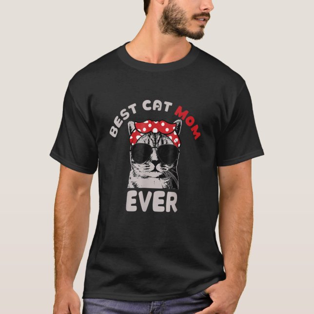 Camiseta Cat Best Cat Mom Ever Graphics (Frente)