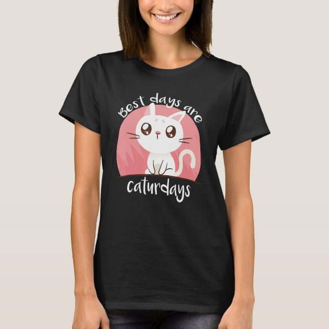 Camiseta Cat   Best Days Are Caturdays Crazy Cat Lady (Frente)
