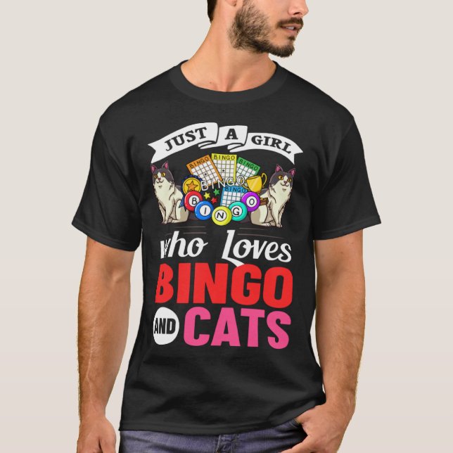 Camiseta Cat Bingo Game Player Caller Card Board Balls (Frente)