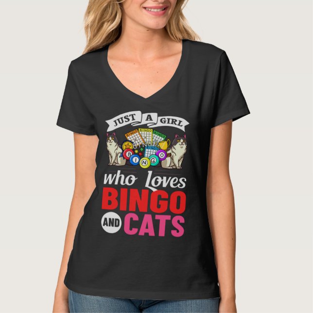 Camiseta Cat Bingo Game Player Caller Card Board Balls (Frente)