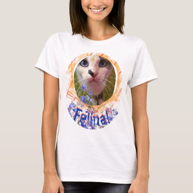 Camiseta Cat Blue Eyes Love Esquece-me, não Feline (Frente)