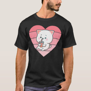 Camiseta Cat Boba Bubble milk Tea Cute Kawaii Kitten Neko A