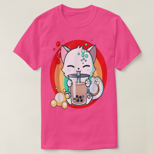 Camiseta Cat Boba Bubble Tea (Frente do Design)