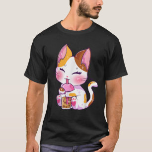 Camiseta Cat Boba Tea Anime Kawaii Neko Bubble Tea Tea Gir