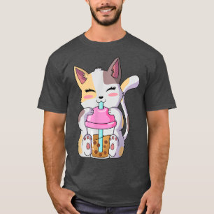 Camiseta Cat Boba Tea Anime Kawaii Neko Bubble Tea Tea Gir