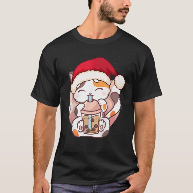 Camiseta Cat Boba Tea Bubble Kawaii Anime Japonesa Chr (Frente)