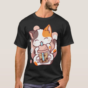 Camiseta Cat Boba Tea Bubble Tea Anime Kawaii Neko