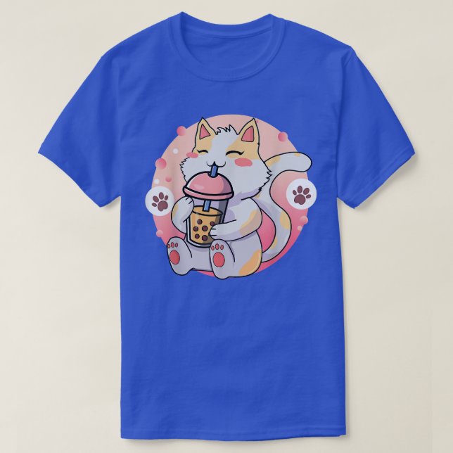 Camiseta Cat Boba Tea Bubble Tea Anime Kawaii Neko 265 (Frente do Design)