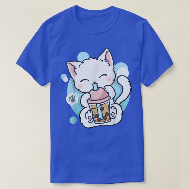 Camiseta Cat Boba Tea Bubble Tea Anime Kawaii Neko Gift Gir (Frente do Design)