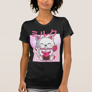 Camiseta Cat Boba Tea Bubble Tea Anime Kawaii Neko Gift Kid