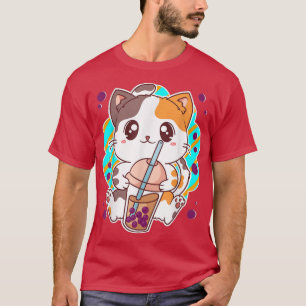 Camiseta Cat Boba Tea Bubble Tea Anime Kawaii Neko Gifts Gi