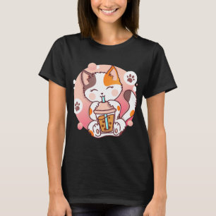 Camiseta Cat Boba Tea Bubble Tea Anime Kawaii Neko Girls Te
